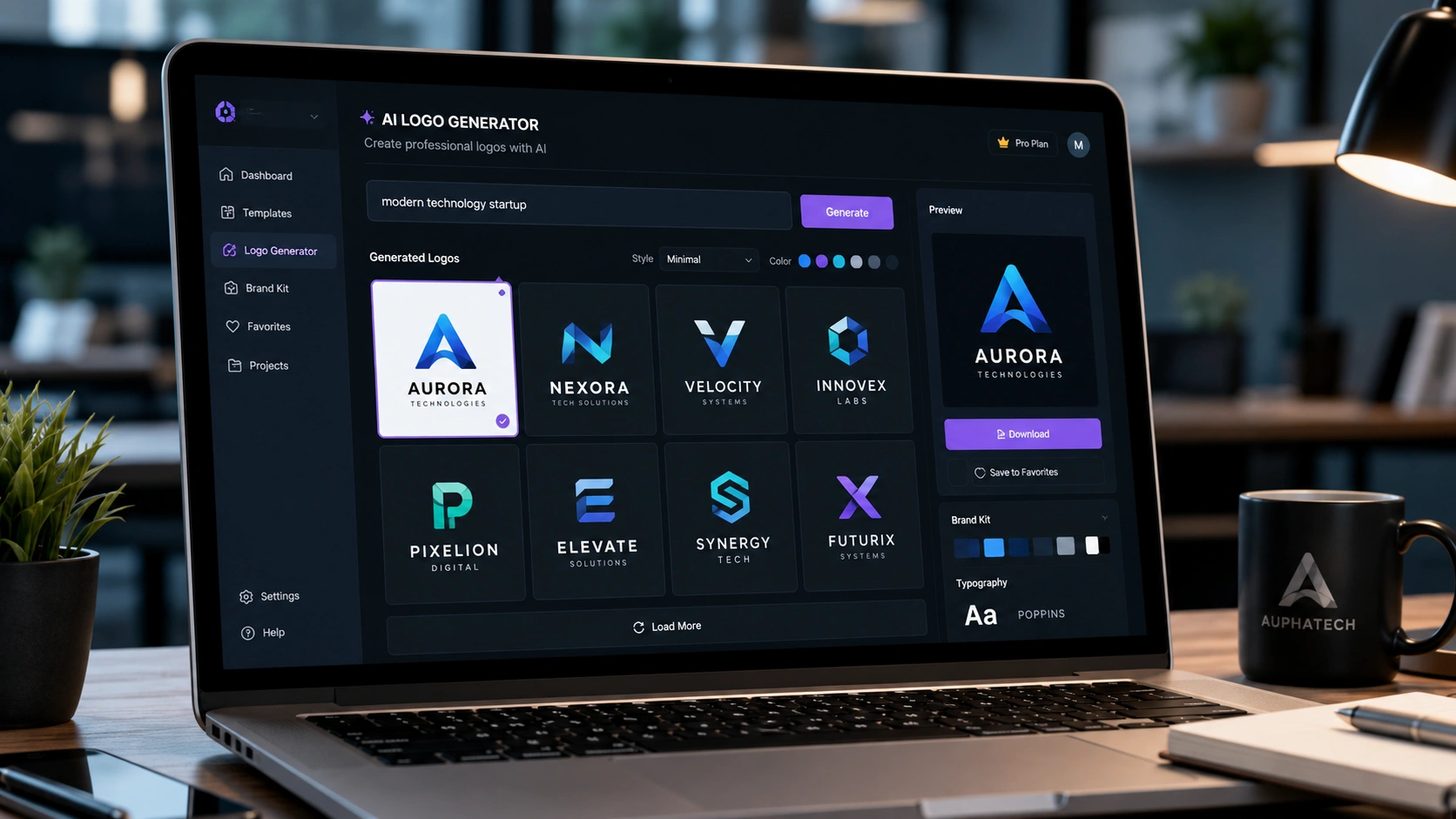 AI logo generation workflow for startups