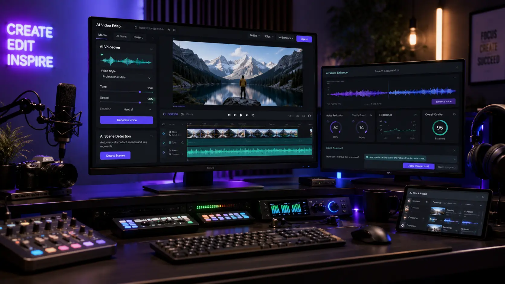 AI tools for YouTube automation and professional video editing