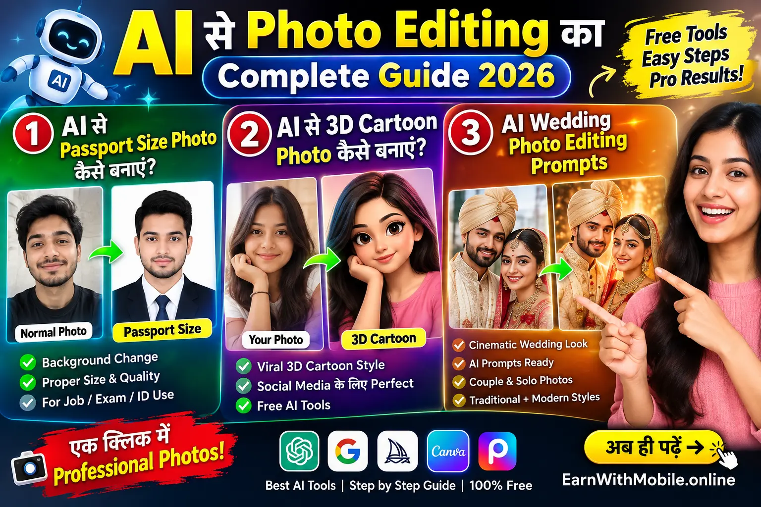 AI Photo Editing Guide 2026 Passport Size Photo 3D Cartoon and Wedding Photo Editing